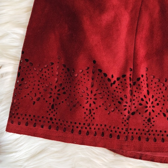 Express Skirts Nwt Rust Faux Suede Laser Cut Hem Mini Skirt 2 Poshmark